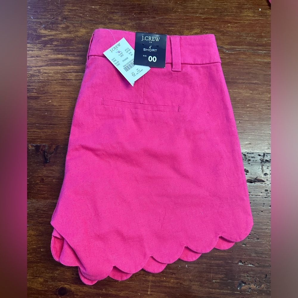 J. Crew Hot Pink Scalloped Hem Shorts
